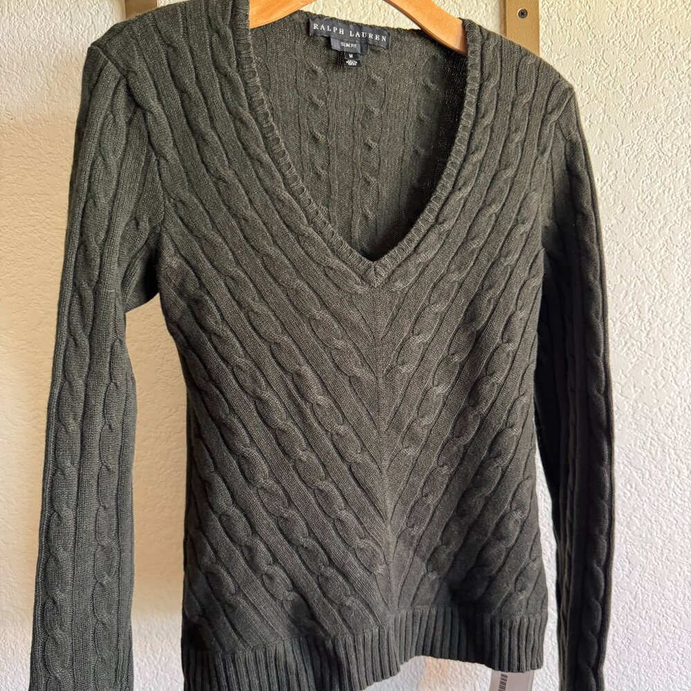 Ralph Lauren Cashmere Sweater M Green Black Label Real Real verified